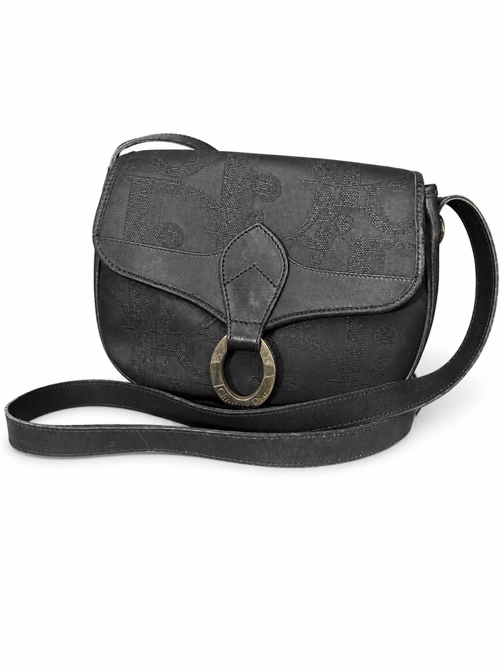 Christian Dior Black Trotter Monogram Saddle Crossbody Bag Authentic